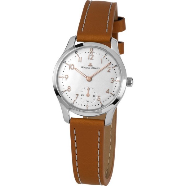 Jacques Lemans Uhr - RETRO CLASSIC - silberfarben - Leder / 1-2065D