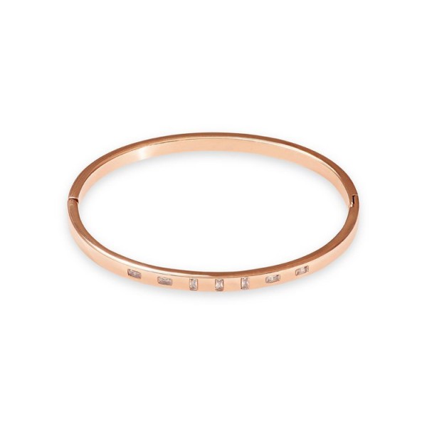Xenox Armreif - Earth - Stahl rosé - 7 eckige Steine / X6295R