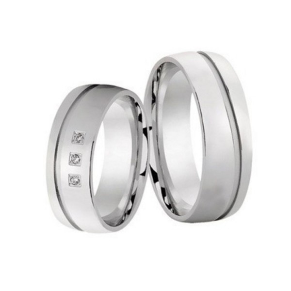 Schwarz Partnerringe - Sterlingsilber Zirkonia - silber / 925-073H
