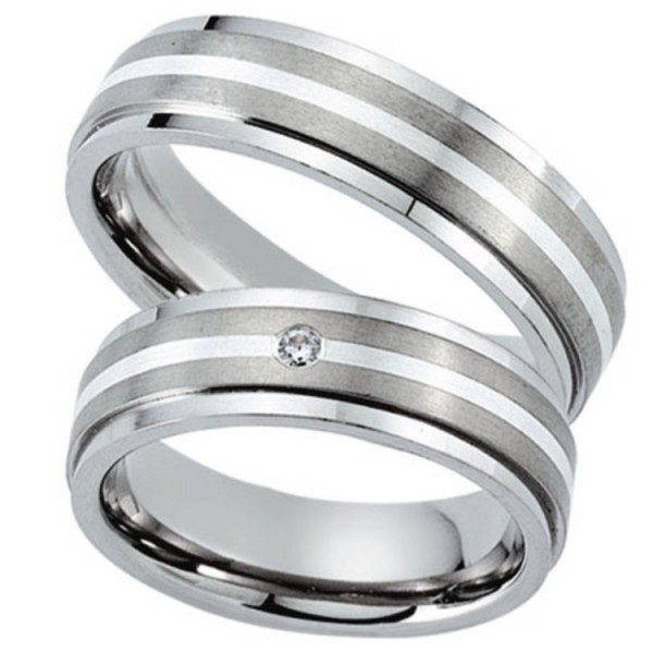 Schwarz Partnerringe - Titan Sterlingsilber Brillant / 20011