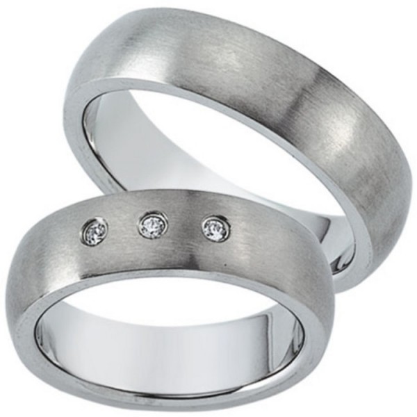 Schwarz Partnerringe - Titan Brillant 0,045ct - silbergrau / 20024