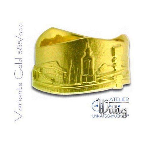 Stadtring Ring - Gelbgold 585 - Motiv Hainich / AT002HOX