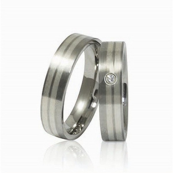 Kadó Partnerringe - Edelstahl Zirkonia - grau/silber / A1383-05