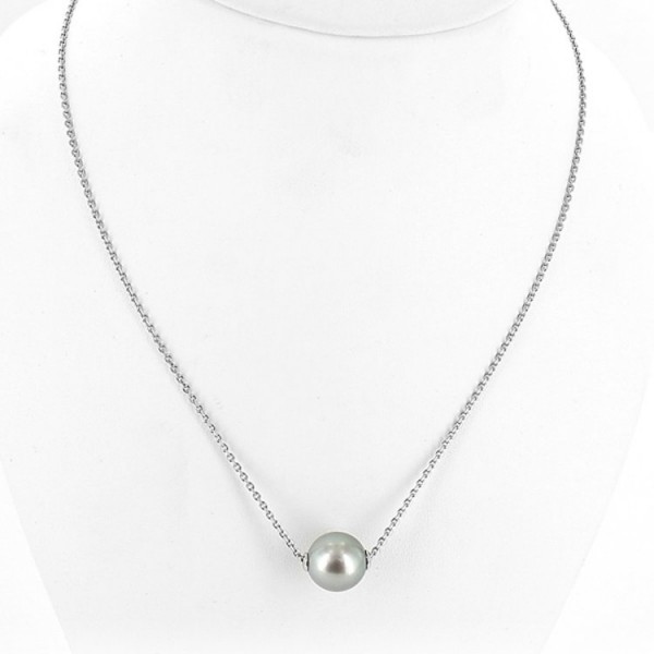 Hesse Collier - Silber - Zuchtperle - grau/schwarz / 216.0617