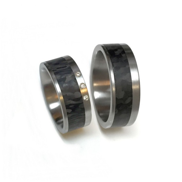 Meilenstein Partnerringe - Edelstahl Carbon - grau/anthrazit / 3508-66