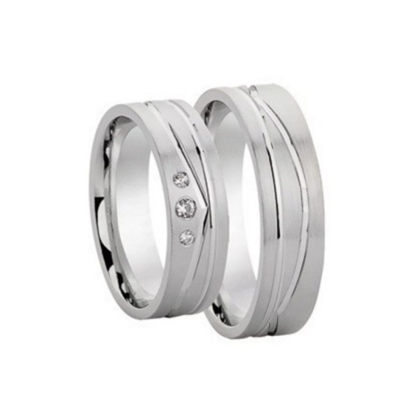 Schwarz Partnerringe - Sterlingsilber Zirkonia - silber / 925-082H