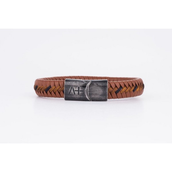 Across Armband L - Across - Leder Stahl - braun / AL03LAGBG