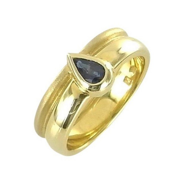 Juwelier Wittig Ring 57 - Gelbgold 585 - Saphir Tropfen / 9353-1-1