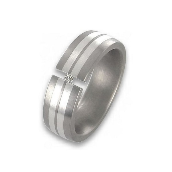 Basics Titan Ring 56 - Titan Feinsilber Diamant 0,02ct - silber / 006437