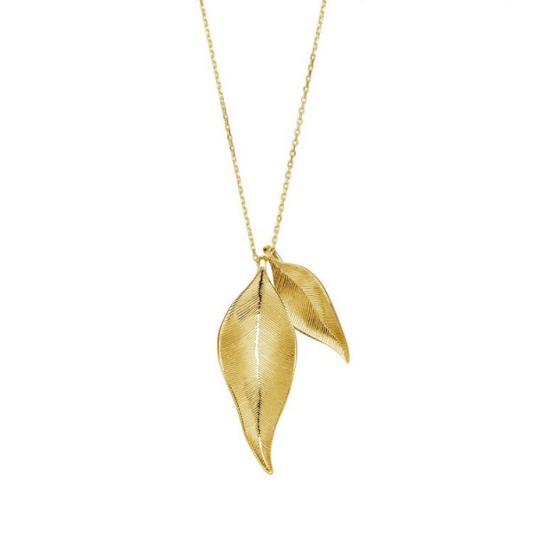 Xenox AnhängerKette - Leaf vergoldet - 80cm - Blätter / XS1888G