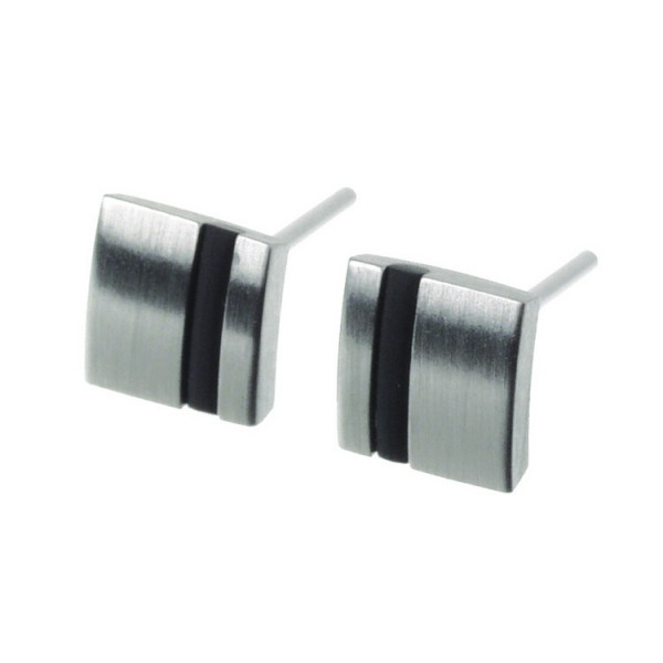 Ernstes Design Ohrstecker - Edelstahl Kautschuk - silber/schwarz / E157