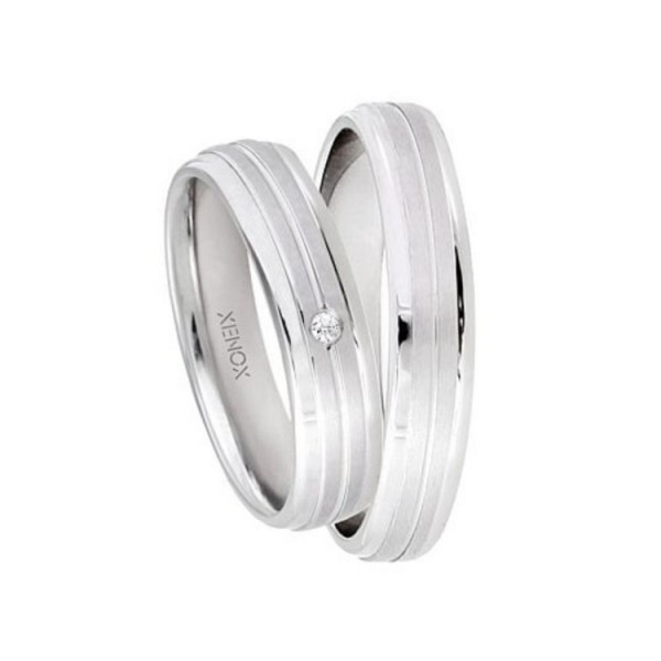 Xenox Partnerringe - Edelstahl Zirkonia - silberfarben / X2547-X2548