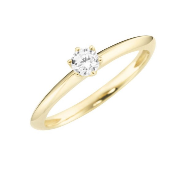 Juwelier Wittig Ring 58 - Gelbgold 375 - Solitaire Zirkonia / 93012140580