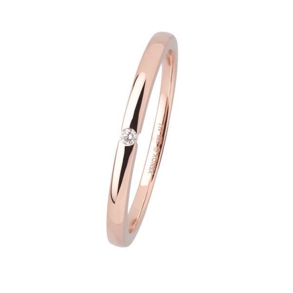Xenox Fine Ring 52 - Roségold 375 zart - Diamant 0,015ct / XG4420R/52