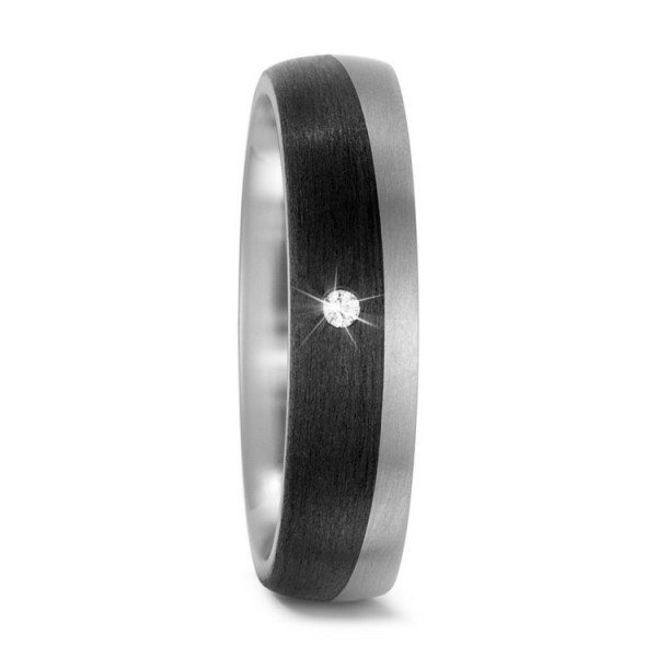 Titanfactory Ring 53 - Carbon Titan - Brillant - schwarz silber / 52513-001-002-2050
