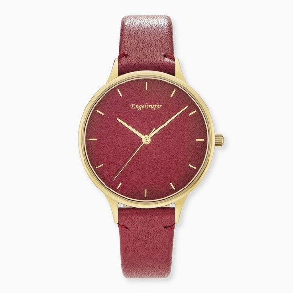 Engelsrufer Uhr - Colour gold - Lederband rot / ERWA-COLOUR-LRD1-MG