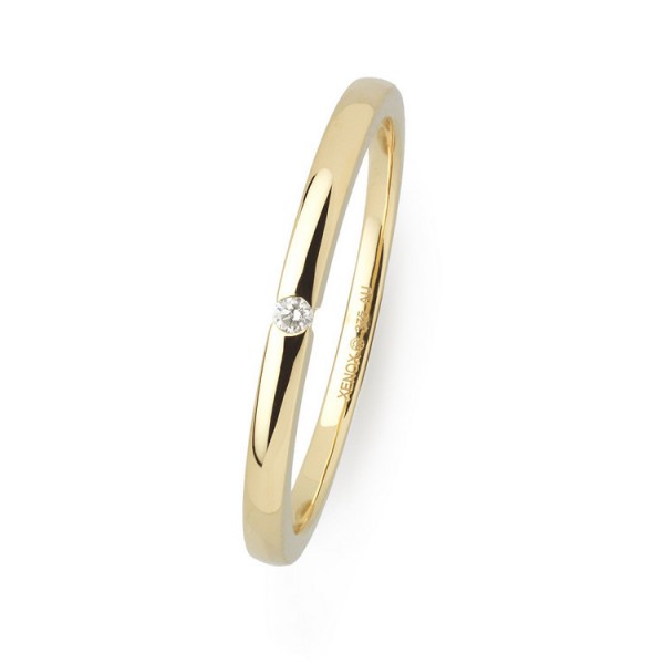 Xenox Fine Ring 56 - Gelbgold 375 zart - Diamant 0,015ct / XG4420G/56