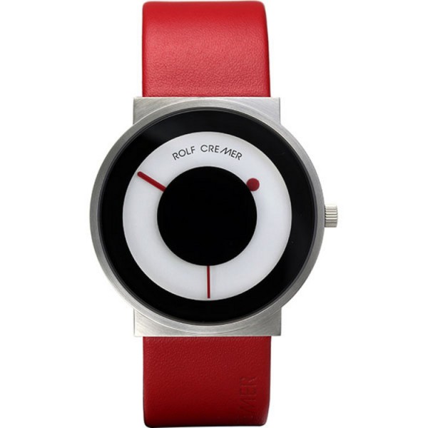Rolf Cremer Uhr - Signo - Stahl - Lederband rot / 503908