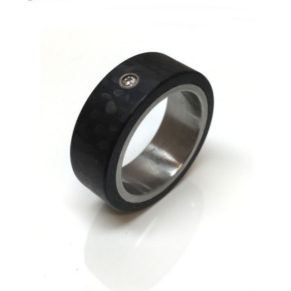 MeilenStein Ring 54 - schwarz - Edelstahl Carbon Brillant / 3502-1-66