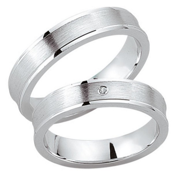 Schwarz Partnerringe - Sterlingsilber Zirkonia - silber / 925-039