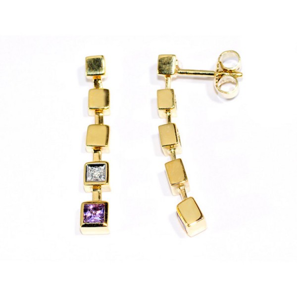 Juwelier Wittig Ohrstecker - Gold 585 14K Amethyst Brillant 0,04ct / 72601675