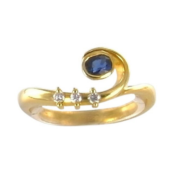 Juwelier Wittig Ring 54 - Gelbgold 750 - Saphir - Brillanten / 010285120010