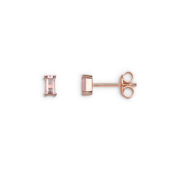 Xenox Fine Ohrstecker - Roségold 375 - Rosenquarz eckig / XG4538R