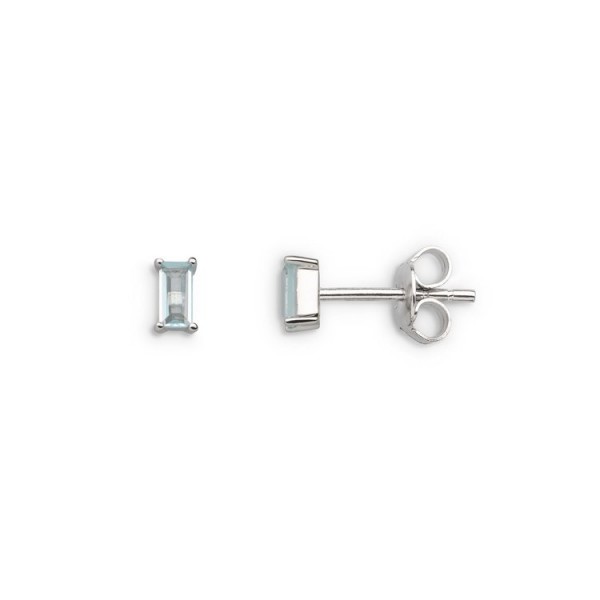 Xenox Fine Ohrstecker - Weißgold 375 - Blautopas eckig / XG4535