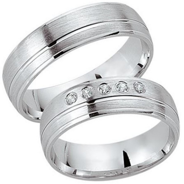 Schwarz Partnerringe - Sterlingsilber Zirkonia - silber / 925-110