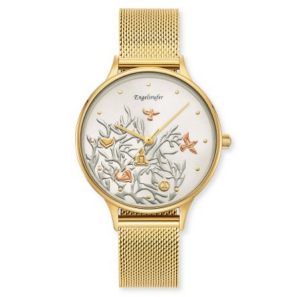 Engelsrufer Uhr - Stahl gold - Lebensbaum - Milaneseband / ERWA-TREE01-MG-MG