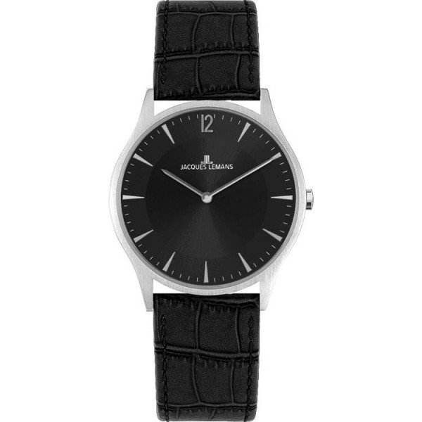 Jacques Lemans Uhr - 1-2029A - Stahl - Leder schwarz / 1-2029A
