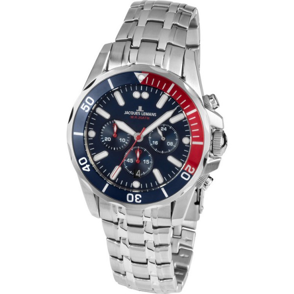 Jacques Lemans Chronograph - Liverpool 1-1907ZF - Stahl 20atm / 1-1907ZF