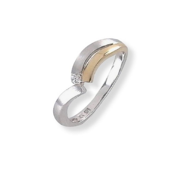 Juwelier Wittig Ring 55 - Gold 585 -bicolor - Brillant 0,03ct / 129247055