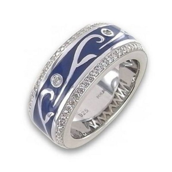 Basics Silver Ring 54 - Sterlingsilber Emaille - silber/blau / 745656054