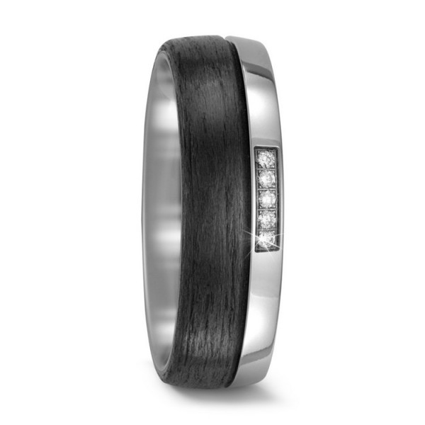 Titanfactory Ring 55 - Carbon Titan - Brillant - schwarz silber / 52477-000-005-2050