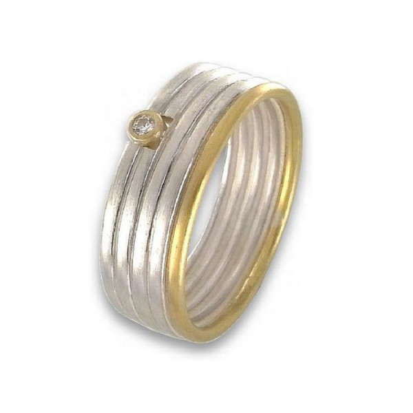 Juwelier Wittig Ring 53 - bicolor - Sterlingsilber Gold Brillant / cst2-0939