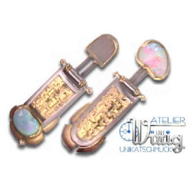 Juwelier Wittig Ohrhänger - Feingold Palladium Brillant Opal / 950-18-23