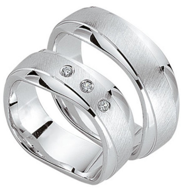 Schwarz Partnerringe - Sterlingsilber Zirkonia - silber / 925-107