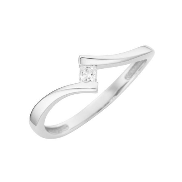 Juwelier Wittig Ring 52 - Weißgold 375 - eckiger Stein / 93012441520